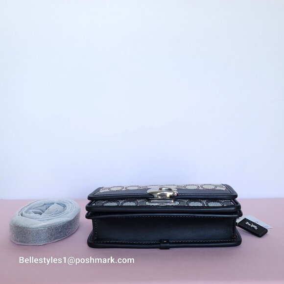 COACH Bandit Signature Jacquard & Glovetanned Leather BELT Bag-Cocoa Black⭐ - Picture 9 of 16